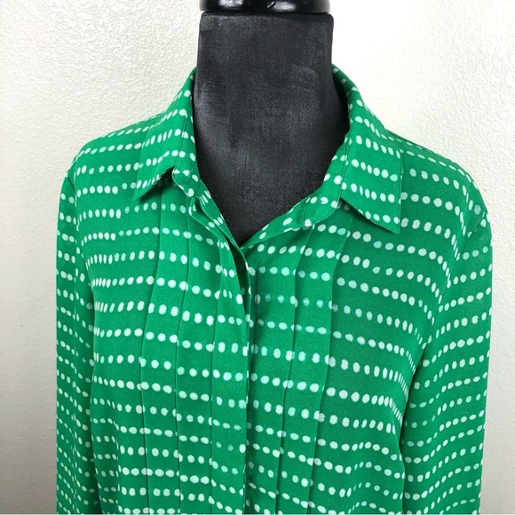 05 Green With White Polka Dot Blouse Size 4-6 - Picture 3 of 11
